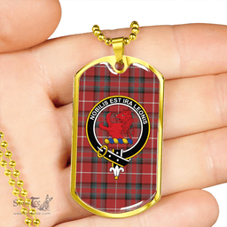 ScottishPlaid Stuart of Bute Weathered Clan Tartan Dog Tag Necklace - Crest Classic Scottish Plaid Tartan Plaid