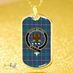 ScottishPlaid Sandilands Clan Tartan Dog Tag Necklace - Crest Classic Scottish Plaid Tartan Plaid