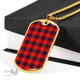 Scottish Fraser Modern Clan Tartan Dog Tag Necklace - Classic Scottish Plaid Tartan Plaid