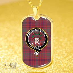 ScottishPlaid Ross Weathered Clan Tartan Dog Tag Necklace - Crest Classic Scottish Plaid Tartan Plaid