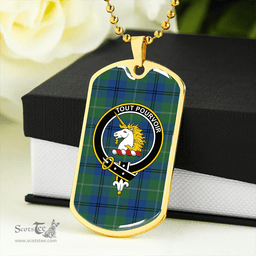ScottishPlaid Oliphant Modern Clan Tartan Dog Tag Necklace - Crest Classic Scottish Plaid Tartan Plaid