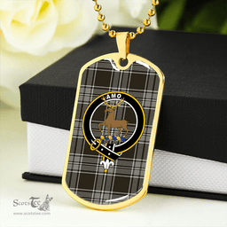 ScottishPlaid Scott Black & White Weathered Clan Tartan Dog Tag Necklace - Crest Classic Scottish Plaid Tartan Plaid