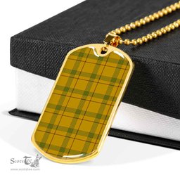 Scottish Houston Clan Tartan Dog Tag Necklace - Classic Scottish Plaid Tartan Plaid