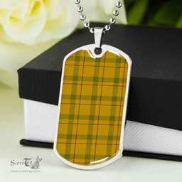 Scottish Houston Clan Tartan Dog Tag Necklace - Classic Scottish Plaid Tartan Plaid