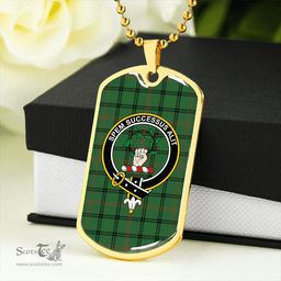 ScottishPlaid Ross Hunting Ancient Clan Tartan Dog Tag Necklace - Crest Classic Scottish Plaid Tartan Plaid