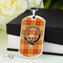 ScottishPlaid MacMillan Dress Ancient Clan Tartan Dog Tag Necklace - Crest Classic Scottish Plaid Tartan Plaid