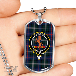 ScottishPlaid Sutherland Modern Clan Tartan Dog Tag Necklace - Crest Classic Scottish Plaid Tartan Plaid