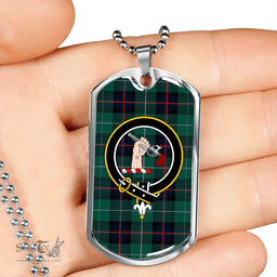 ScottishPlaid Semple Modern Clan Tartan Dog Tag Necklace - Crest Classic Scottish Plaid Tartan Plaid