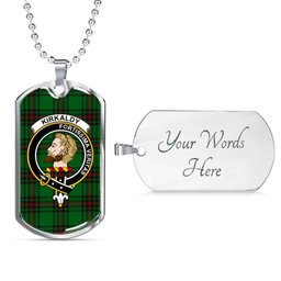 Scottish Kirkaldy Clan Tartan Dog Tag Necklace - Crest Classic Scottish Plaid Tartan Plaid