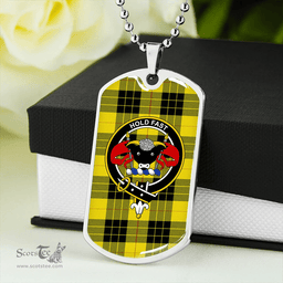 ScottishPlaid MacLeod of Lewis Modern Clan Tartan Dog Tag Necklace - Crest Classic Scottish Plaid Tartan Plaid