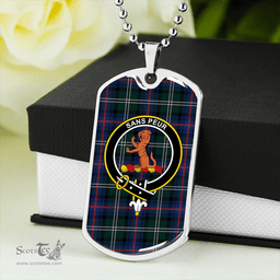 ScottishPlaid Sutherland Modern Clan Tartan Dog Tag Necklace - Crest Classic Scottish Plaid Tartan Plaid