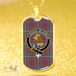 ScottishPlaid MacGregor Hunting (Gregor Hunting) Weathered Clan Tartan Dog Tag Necklace - Crest Classic Scottish Plaid Tartan Plaid