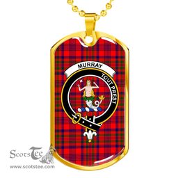 Scottish Murray (of Dysart) Clan Tartan Dog Tag Necklace - Crest Classic Scottish Plaid Tartan Plaid