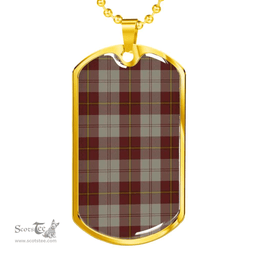 Scottish Cunningham Burgundy Dancers Clan Tartan Dog Tag Necklace - Classic Scottish Plaid Tartan Plaid