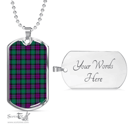 Scottish MacArthur - Milton Clan Tartan Dog Tag Necklace - Classic Scottish Plaid Tartan Plaid