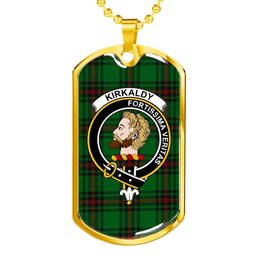 Scottish Kirkaldy Clan Tartan Dog Tag Necklace - Crest Classic Scottish Plaid Tartan Plaid