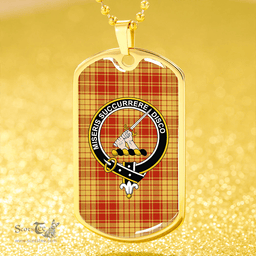 ScottishPlaid MacMillan Dress Ancient Clan Tartan Dog Tag Necklace - Crest Classic Scottish Plaid Tartan Plaid