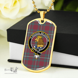 ScottishPlaid MacGregor Hunting (Gregor Hunting) Weathered Clan Tartan Dog Tag Necklace - Crest Classic Scottish Plaid Tartan Plaid
