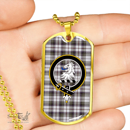 ScottishPlaid MacNaughton Dress Weathered Clan Tartan Dog Tag Necklace - Crest Classic Scottish Plaid Tartan Plaid