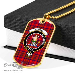 Scottish Murray (of Dysart) Clan Tartan Dog Tag Necklace - Crest Classic Scottish Plaid Tartan Plaid