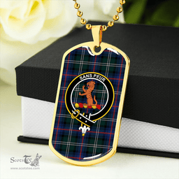 ScottishPlaid Sutherland Modern Clan Tartan Dog Tag Necklace - Crest Classic Scottish Plaid Tartan Plaid