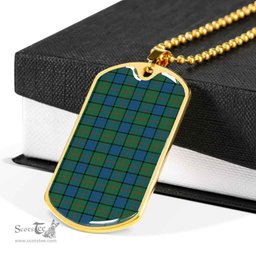 Scottish Lauder Clan Tartan Dog Tag Necklace - Classic Scottish Plaid Tartan Plaid