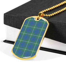 Scottish MacIntyre Hunting Ancient Clan Tartan Dog Tag Necklace - Classic Scottish Plaid Tartan Plaid