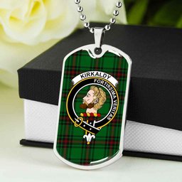 Scottish Kirkaldy Clan Tartan Dog Tag Necklace - Crest Classic Scottish Plaid Tartan Plaid