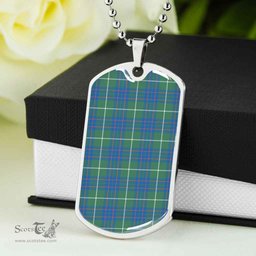 Scottish MacIntyre Hunting Ancient Clan Tartan Dog Tag Necklace - Classic Scottish Plaid Tartan Plaid