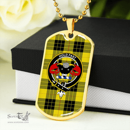 ScottishPlaid MacLeod of Lewis Modern Clan Tartan Dog Tag Necklace - Crest Classic Scottish Plaid Tartan Plaid