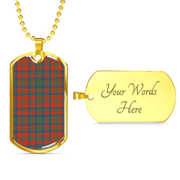 Scottish Matheson Ancient Clan Tartan Dog Tag Necklace - Classic Scottish Plaid Tartan Plaid