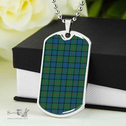 Scottish Lauder Clan Tartan Dog Tag Necklace - Classic Scottish Plaid Tartan Plaid