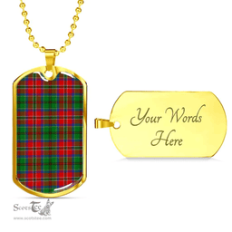 Scottish McCulloch Clan Tartan Dog Tag Necklace - Classic Scottish Plaid Tartan Plaid