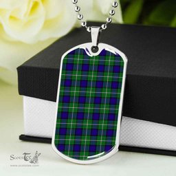 Scottish Alexander Clan Tartan Dog Tag Necklace - Classic Scottish Plaid Tartan Plaid