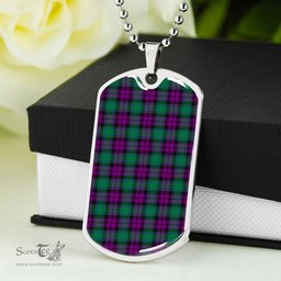 Scottish MacArthur - Milton Clan Tartan Dog Tag Necklace - Classic Scottish Plaid Tartan Plaid