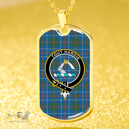 ScottishPlaid MacHardy Ancient Clan Tartan Dog Tag Necklace - Crest Classic Scottish Plaid Tartan Plaid