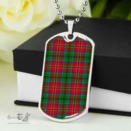 Scottish McCulloch Clan Tartan Dog Tag Necklace - Classic Scottish Plaid Tartan Plaid