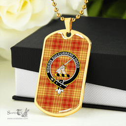 ScottishPlaid MacMillan Dress Ancient Clan Tartan Dog Tag Necklace - Crest Classic Scottish Plaid Tartan Plaid