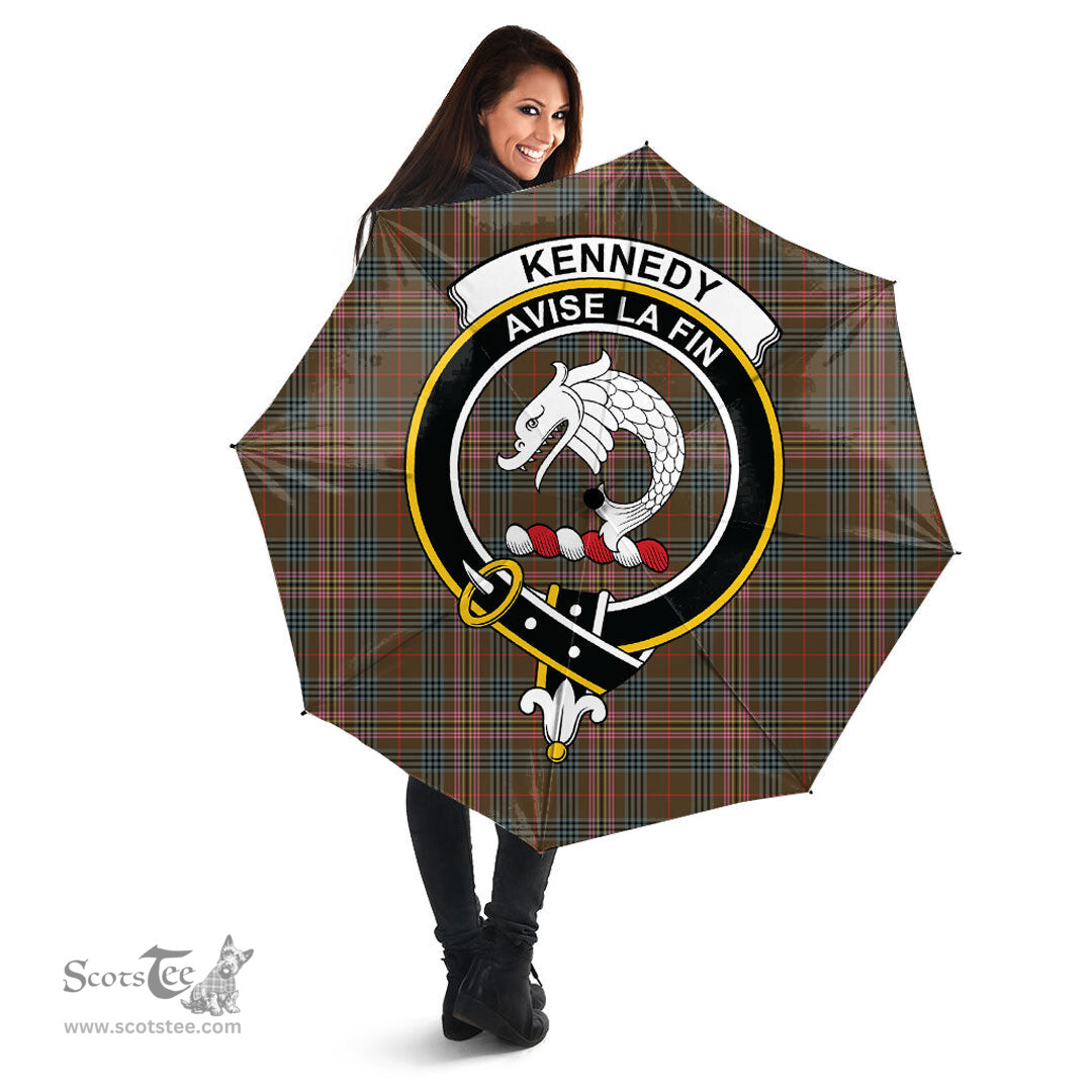 Scottish Kennedy Weathered Clan Tartan Umbrella - Crest Classic Scottish Plaid Tartan Plaid