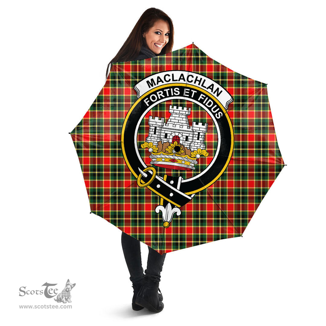 Scottish MacLachlan Hunting Modern Clan Tartan Umbrella - Crest Classic Scottish Plaid Tartan Plaid