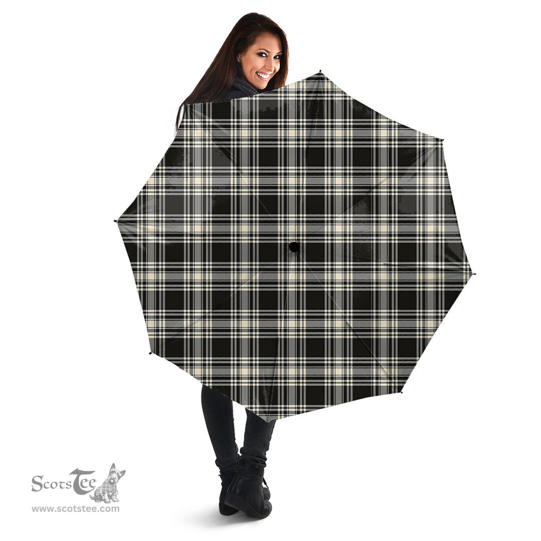 Scottish Menzies Black White Ancient Clan Tartan Umbrella - Classic Scottish Plaid Tartan Plaid