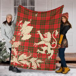 Scottish Livingstone Modern Clan Tartan Blanket -  Lion Thistle Map Style Scottish Plaid Tartan Plaid