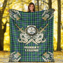 Scottish Premium Blanket Murray of Atholl Ancient Clan Tartan Blanket - Gold Courage Style Scottish Plaid Tartan Plaid