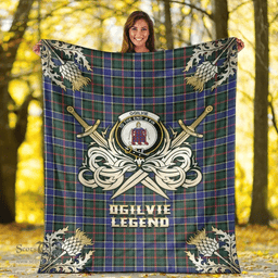 Scottish Premium Blanket Ogilvie Hunting Modern Clan Tartan Blanket - Gold Courage Style Scottish Plaid Tartan Plaid
