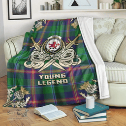 Scottish Premium Blanket Young Modern Clan Tartan Blanket - Gold Courage Style Scottish Plaid Tartan Plaid
