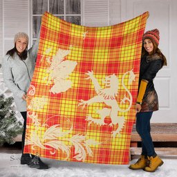 Scottish MacMillan Clan Clan Tartan Blanket -  Lion Thistle Map Style Scottish Plaid Tartan Plaid