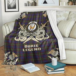 Scottish Premium Blanket Durie Clan Tartan Blanket - Gold Courage Style Scottish Plaid Tartan Plaid