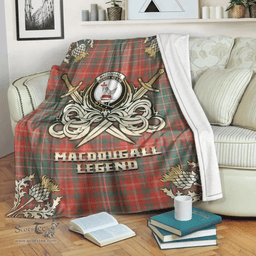 Scottish Premium Blanket MacDougall Ancient Clan Tartan Blanket - Gold Courage Style Scottish Plaid Tartan Plaid