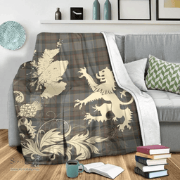 Scottish Outlander Fraser Clan Tartan Blanket -  Lion Thistle Map Style Scottish Plaid Tartan Plaid