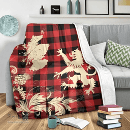 Scottish Robertson Weathered Clan Tartan Blanket -  Lion Thistle Map Style Scottish Plaid Tartan Plaid